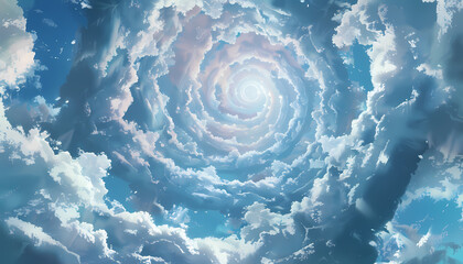 beautiful anime sky background with spiral clouds