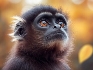 Fototapeta premium Dusky Langur, Asian Primate, Wild Langur in Nature