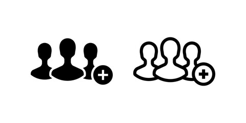 Add to Group icon set. flat illustration of vector icon on white background