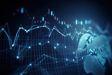 Fototapeta premium generated illustration of Financial chart with up trend line graph. Wealth management with risk diversification
