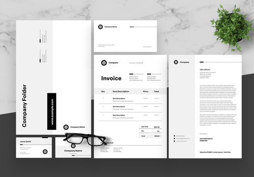 Gray And Black Stationery Set
