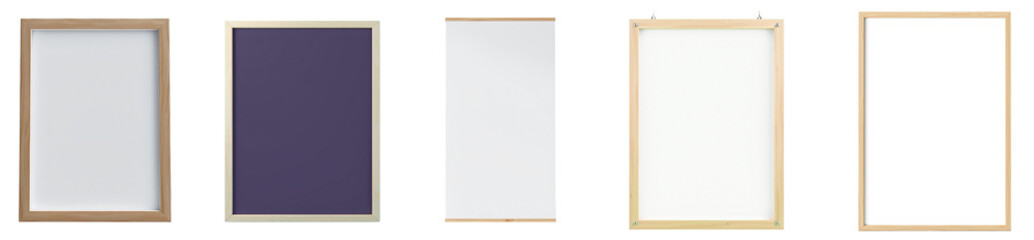 Fototapeta premium set of blank poster frames isolated on transparent background.generative AI