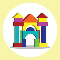 Block Castle Tower Toddler Children Toys Colorful Vector