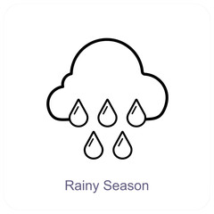 Rainy Season and rainy day icon concept