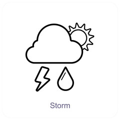 Storm and thunder icon concept