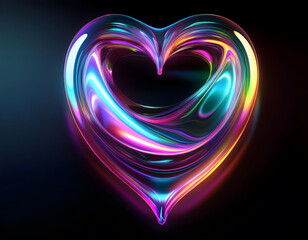 love abstract fluid holograpic iridescent neon curved in motion, glass texture, realistic