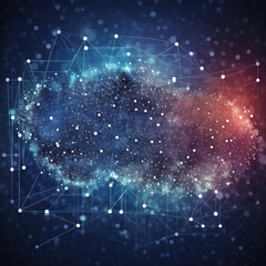 Fototapeta premium generated illustration of network science and technology background, connected lines and dots big data molecular Holographic