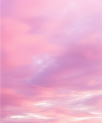Fantasy sky with sugar cotton pink pastel clouds in a dreamy background