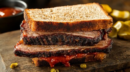 HD Brisket Sandwich with Overflowing BBQ Sauce
