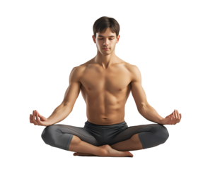 man doing meditate isolated