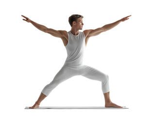 Fototapeta premium man doing yoga isolated