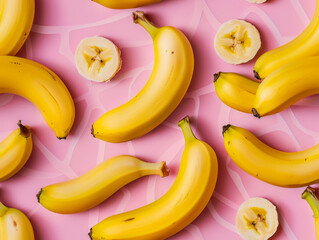 Fototapeta premium fresh banana fruit on yellow background