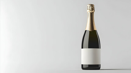 A sleek, minimalistic bottle of champagne with a blank label mockup