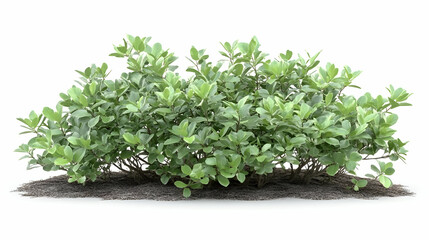 Fototapeta premium Lush Green Bush with Foliage Isolated on White Background