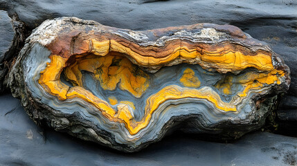 Fototapeta premium Striped Rock Formation with Yellow and Gray Color Pattern