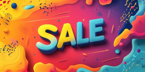 A vibrant banner showcases a special sale with flashing text and a dynamic design
