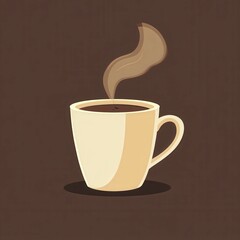 Obraz premium Illustration of a coffee filled cup with steam coming out of it, peaceful and quiet atmosphere, minimalistic representation artwork
