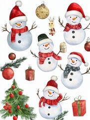 Snowman and Candy cane For Christmas Card or Bag design