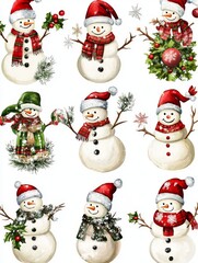 Snowman and Candy cane For Christmas Card or Bag design