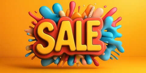 A bright, eye-catching banner displays SALE in bold letters with colorful background splashes