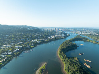 A city with a river running through it