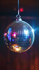 Obraz premium A disco ball hanging from the ceiling. AI.