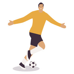 Football Player Character in Flat Cartoon Concept. Vector Illustration Design