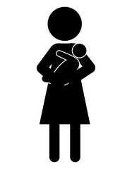 赤ちゃんを抱く女性のピクトグラム