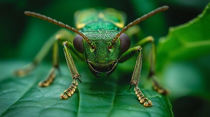 Fototapeta premium Emerald Green Insect on a Leaf