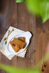 Top view of slice cake 