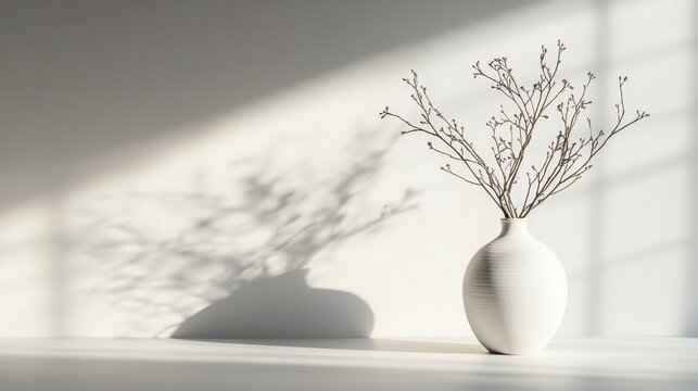 A vase, perpetually out of reach, captured mid-air, with a shadow that emphasizes its unattainable nature, set against a stark, philosophical backdrop