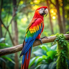 Obraz premium A colorful Bird sitting on a branch. Walpaper, Photo or Background. Ai Generated 