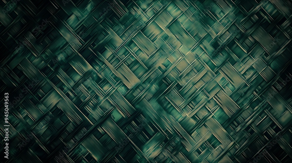Poster intricate geometric patterns create a mesmerizing abstract texture with rich shading in deep green a