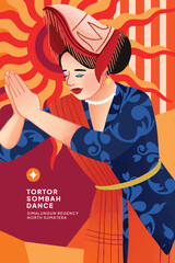 Cell shaded detailed hand drawn illustration of North Sumatera traditional Dancer