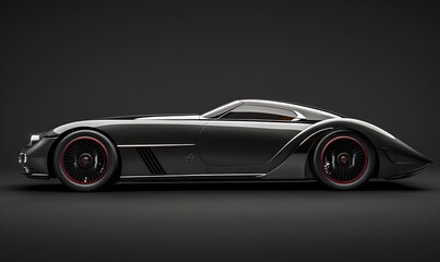 Gray modern car on black background. 
