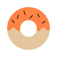Donut colored flat icon isolated vector clipart