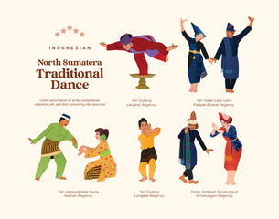 Isolated Indonesian North Sumatera flat design dancer