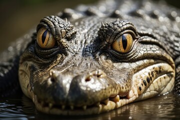 Fototapeta premium close up of a crocodile face,close up of an eye of a lizard