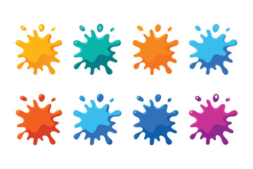 Colorful Liquid splash collection set flat vector illustration.