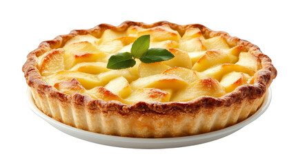 Delicious Homemade Apple Pie with Golden Crust and Fresh Mint