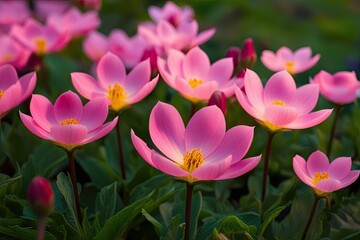 Fototapeta premium Vibrant Pink Petals Flourishing in a Beautiful Garden Landscape