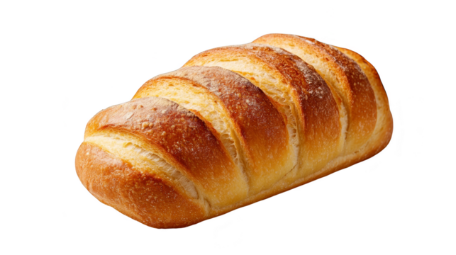 Freshly baked crusty bread loaf isolated transparent background