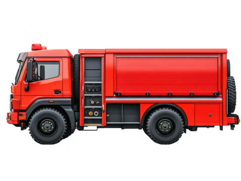 Red Fire Truck Side View  Emergency Vehicle  Rescue Equipment  Firefighter  Safety  Fire Department  Fire Engine