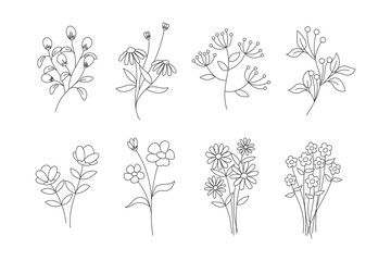 This collection of minimalist flowers is perfect for creating a simple and elegant design
