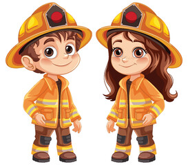 Young Firefighters in Uniform
