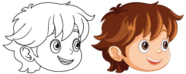Happy Cartoon Boy's Face