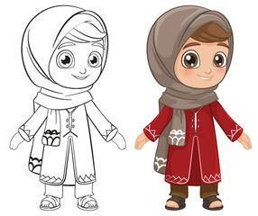 Cute Character in Traditional Attire