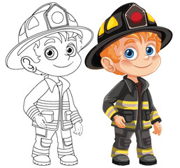 Young Firefighter in Uniform