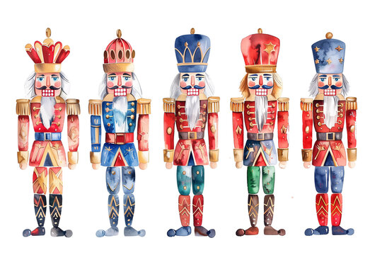 illustration watercolor Christmas nutcracker isolated on transparent background PNG