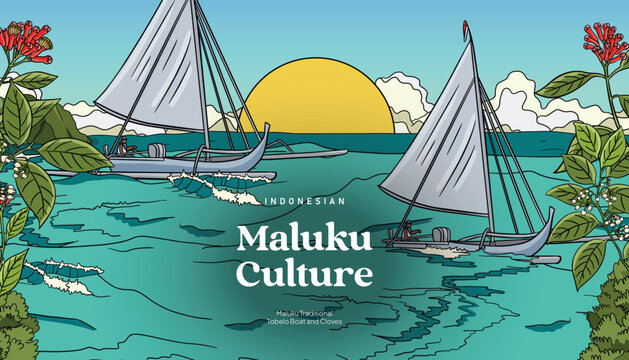 Maluku Illustration idea for tourism poster layout